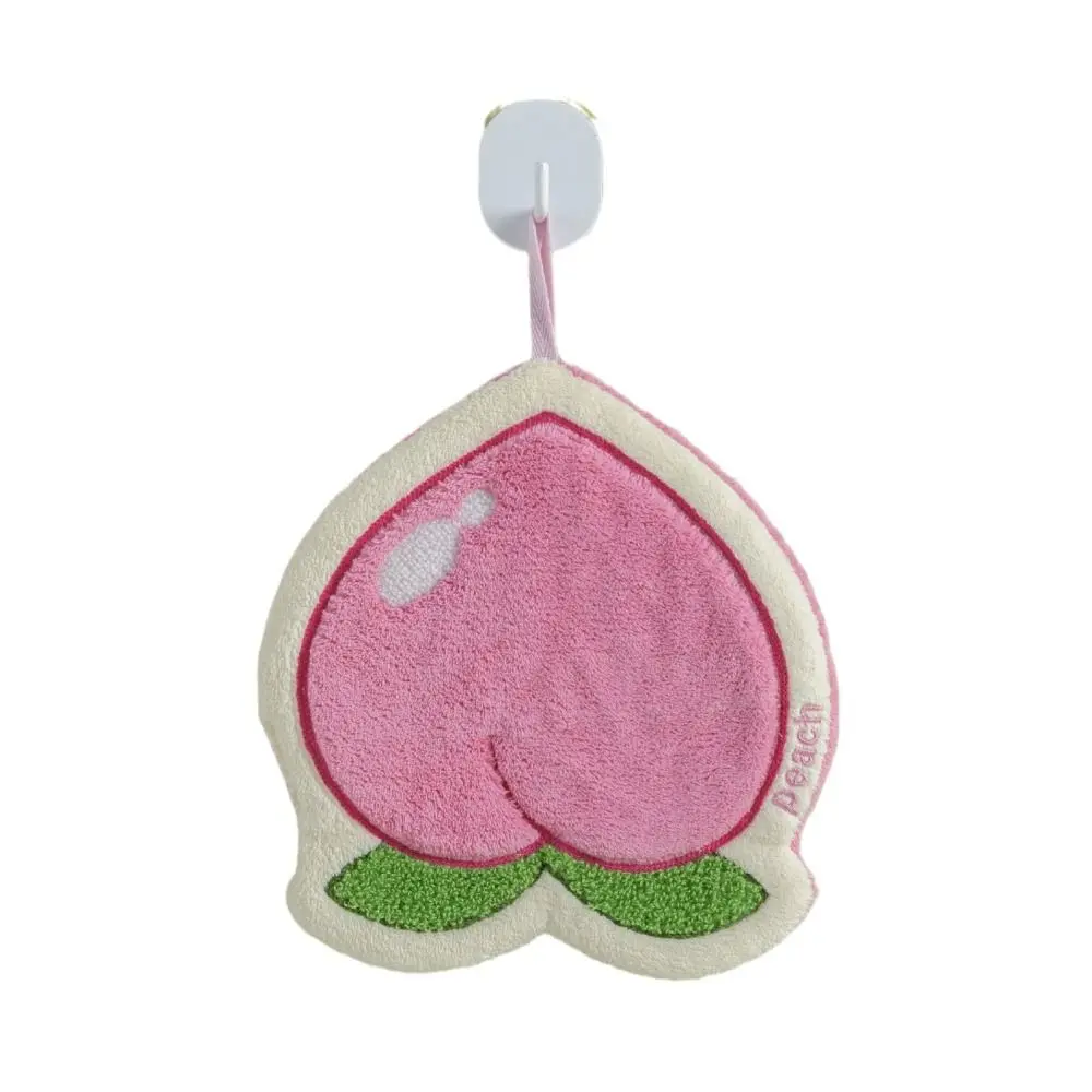 Cute Cartoon Fruit Hand Towel Absorbent Coral Fleece Washcloth Thickened Hanging Bathroom Kerchief