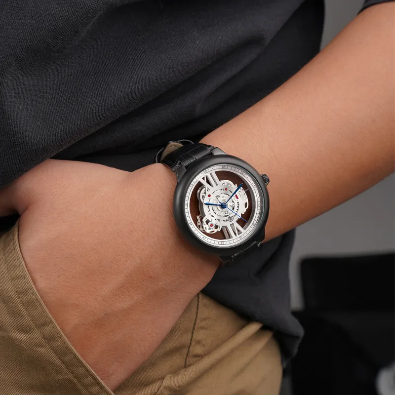 

UTHAI CQ190 Модные мужские часы с перфорированным дном, водонепроницаемые кварцевые часы, изысканные подарки, часы для мужчин