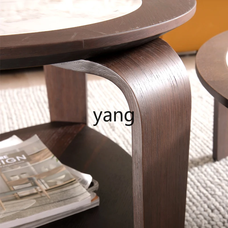 طاولة قهوة من الخشب الصلب LH، شقة صغيرة، بلاطة صخرية، طاولة قهوة عالية ومنخفضة، مجموعة غرفة المعيشة المنزلية #5