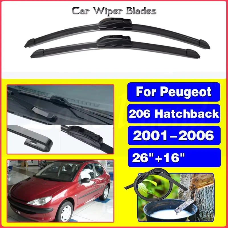 

Wiper Front Wiper Blades Set Kit For Peugeot 206 Hatchback 2001-2006 2002 2003 Windshield Windscreen Window 26"16"
