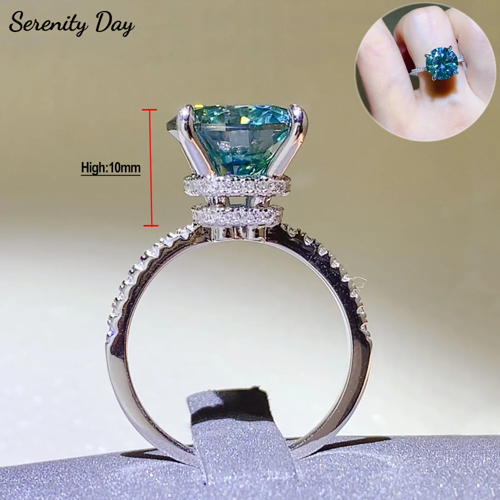 

Serenity 5ct Hearts and Arrows Green Moissanite Rings for Women 100% S925 Sterling Silver Plated 18K Eternity Rings Fine Jewelry
