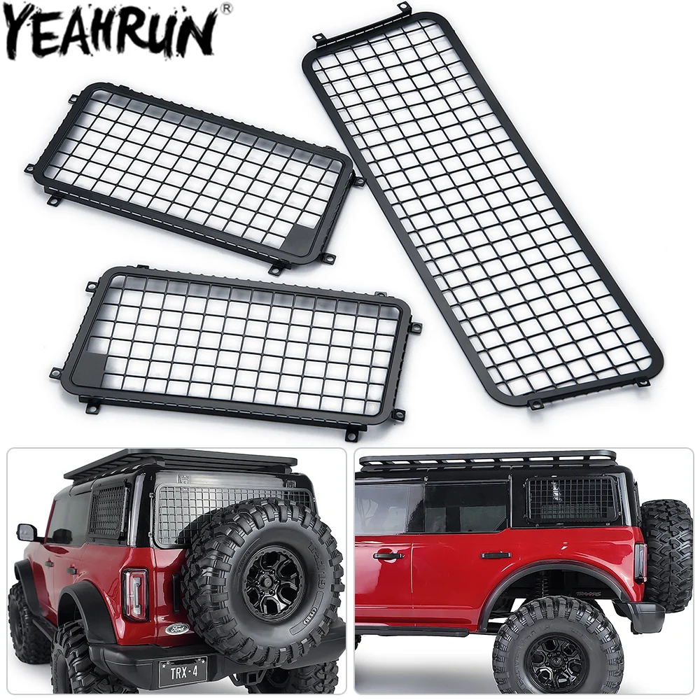 Yeahrun 3ชิ้นโลหะตาข่ายกรองแสงป้องกันสุทธิสำหรับ Trx4ฟอร์ด bronco 1/10 RC ร็อคตีนตะขาบรถอัพเกรดชิ้นส่วน