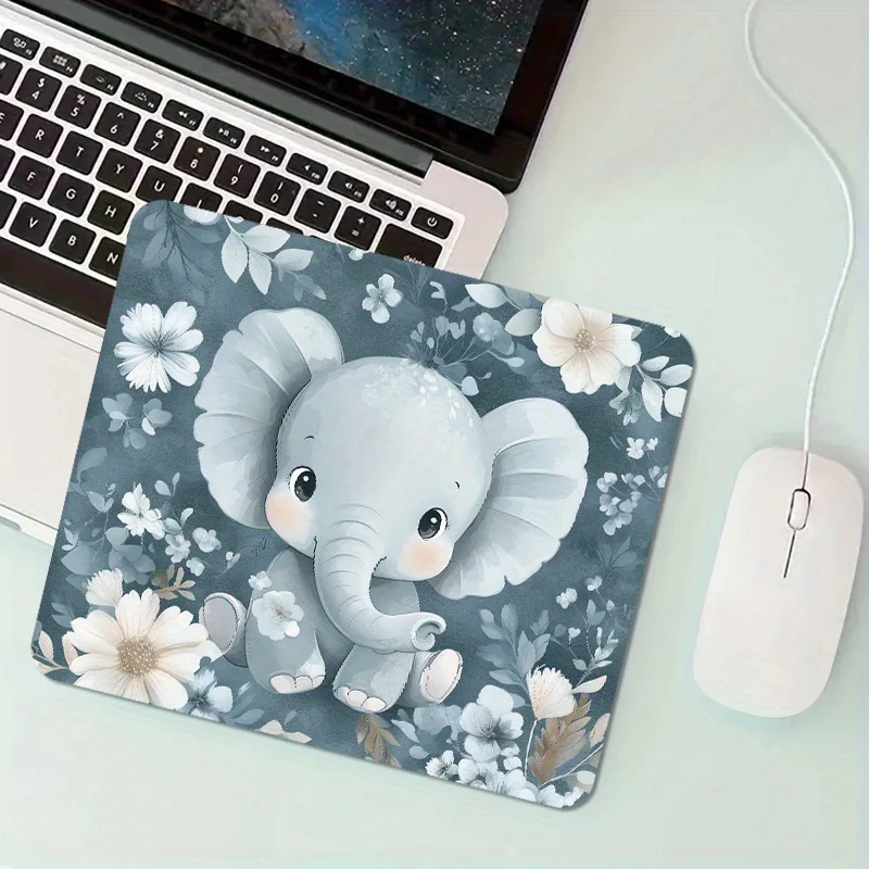 

Cute elephant and floral design mousepad is made of anti-slip rubber washable making it suitable for office workers and gamers