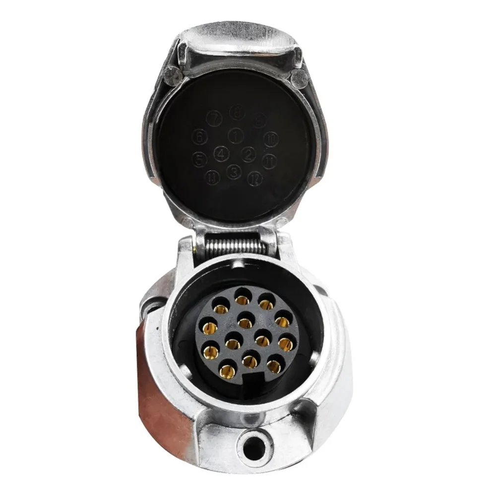 Waterproof Aluminum Alloy 13 Pin Trailer Socket EU Standard 12V 12V Trailer Connector Female Trailer Connector Heavy Duty Use