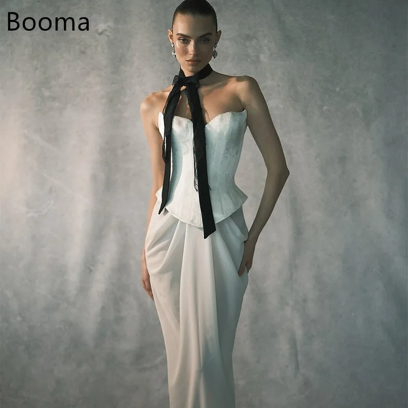 

Booma Mermaid Lace Long Strapless Elegant Pleat Wedding Dresses Appliquess Satin Corset Brides Gown Custom Made 2025
