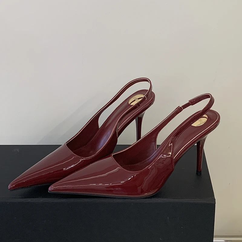 

Женские туфли-лодочки Eilyken из высококачественной лакированной кожи с острым носком, на тонком каблуке, с ремешком на пряжке, для свадьбы и вечеринок