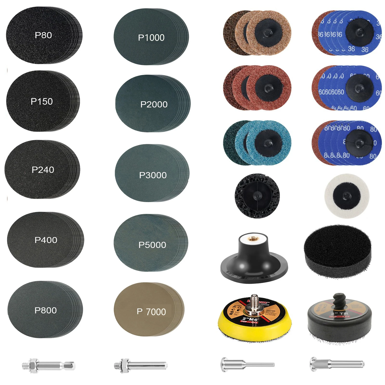 134Pcs 2 Inch 50MM Sanding Discs Pad with Sandpaper for Drill Grinder Rotary Tools Die Grinder Accessories with 1/8