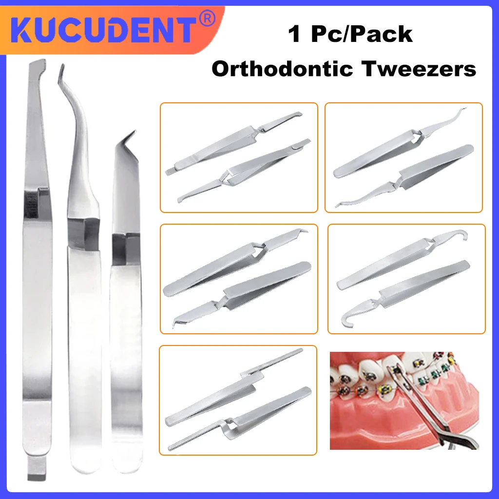 1PC Stainless Steel Dental Orthodontic  Tweezers Bracket Tweezer Buccal Tube Lingual Buttons Bonding Articulating Paper Tweezers