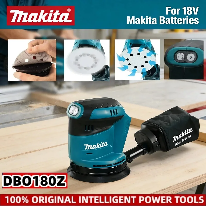 

Makita DBO180Z 18V Cordless Brushless Rechargeable Disc Random Orbital Sander Woodworking Sanding Putty Polishing Bare Tool