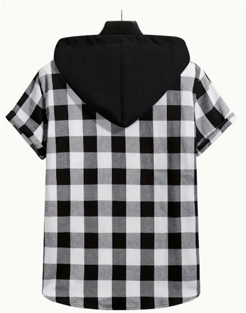 Red And Black Plaid Shirt Men Shirts 2024 New Summer Fashion Chemise Homme Mens Checkered Shirts Short Sleeve Shirt Men Blouse