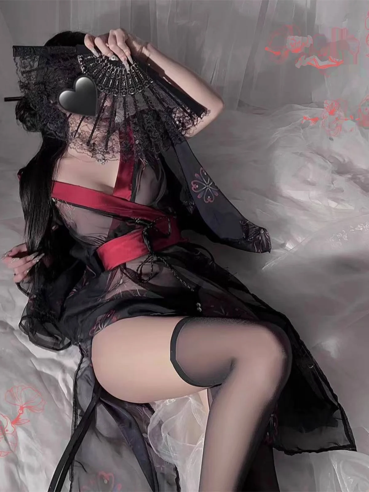 ملابس نوم حريرية على طراز الكيمونو الياباني المثير مع حواف شبكية، توب تونيك كلاسيكي، فستان نوم نسائي، روب نسائي.