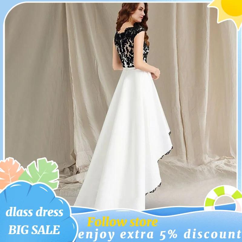 2022 New A-Line Elegant Mother Of The Bride Dress Jewel Neck Lace With Appliques Color Block Asymmetrical Floor Length Evening