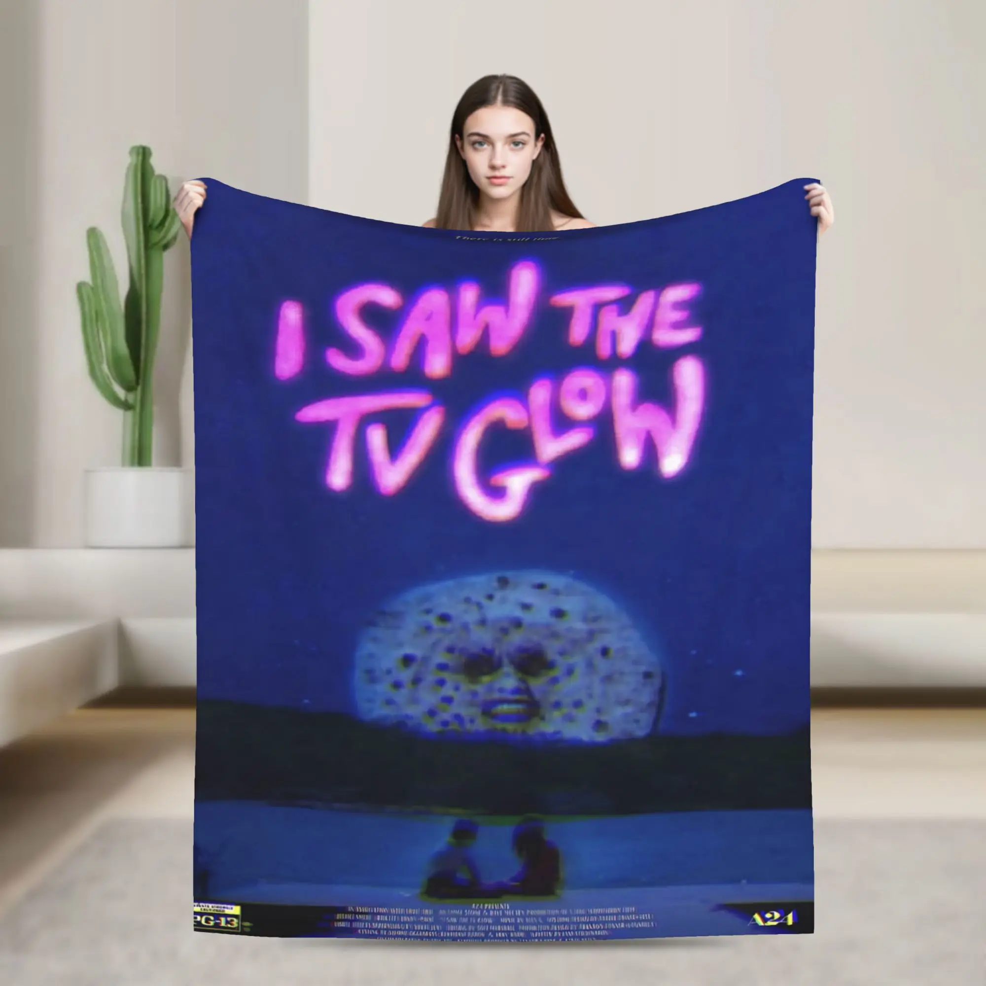 Comfortable I Saw The TV Glow  Blanket Accessories Room Decorative  Throw Blankets Super Warm Fleece for Office