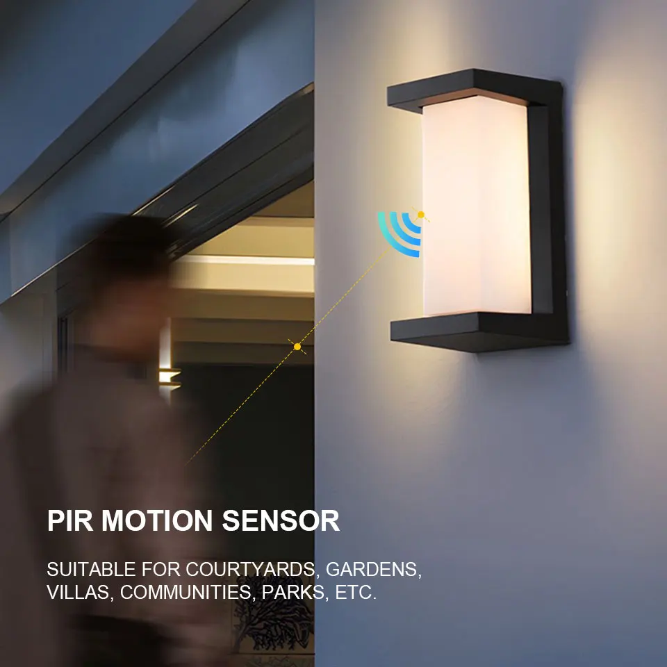 محس حركة وحدة إضاءة LED جداريّة ضوء المصباح LED في الهواء الطلق مقاوم للماء IP55 الجدار ضوء الشرفة مصابيح حديقة غرفة المعيشة درج الشارع #4
