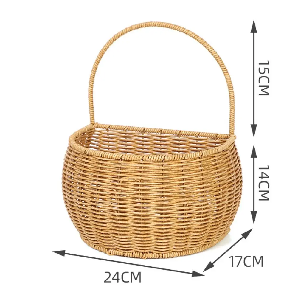 سلة تخزين المطبخ المصنوعة من الروطان المقلد مع مقبض لتزيين المنزل سلال معلقة منسوجة يدويًا منظم أشتات بنية
