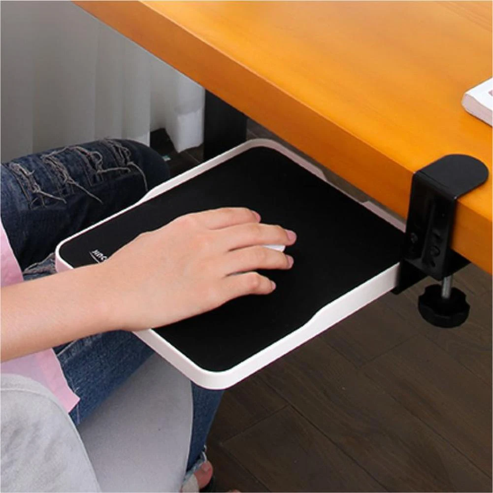 Mouse Tray Clamp Extended Rotating Platform Tray Under Desk Mouse Platform Clamp On Mouse Tray Computer Metal Mouse Pad Holder