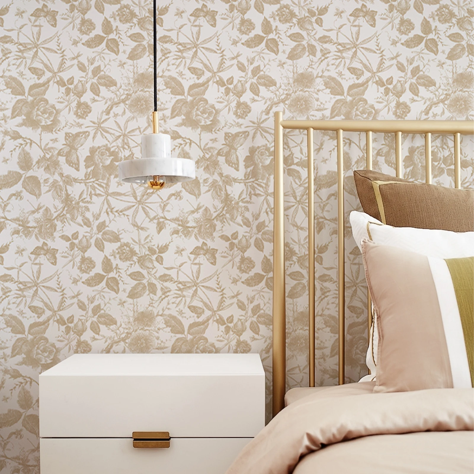 Gold Butterfly Leaves Wallpaper For Living Room Bedroom Peel And Stick Makeover Floral Vinyl Wallpaper Removable Cabinet Sticker