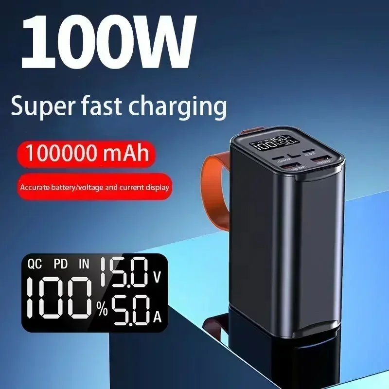 Large Capacity Power Bank Station 100000mAh 100W PD USB C DC Fast Charge External Battery Portable Powerbank For iPhone  Xiaomi