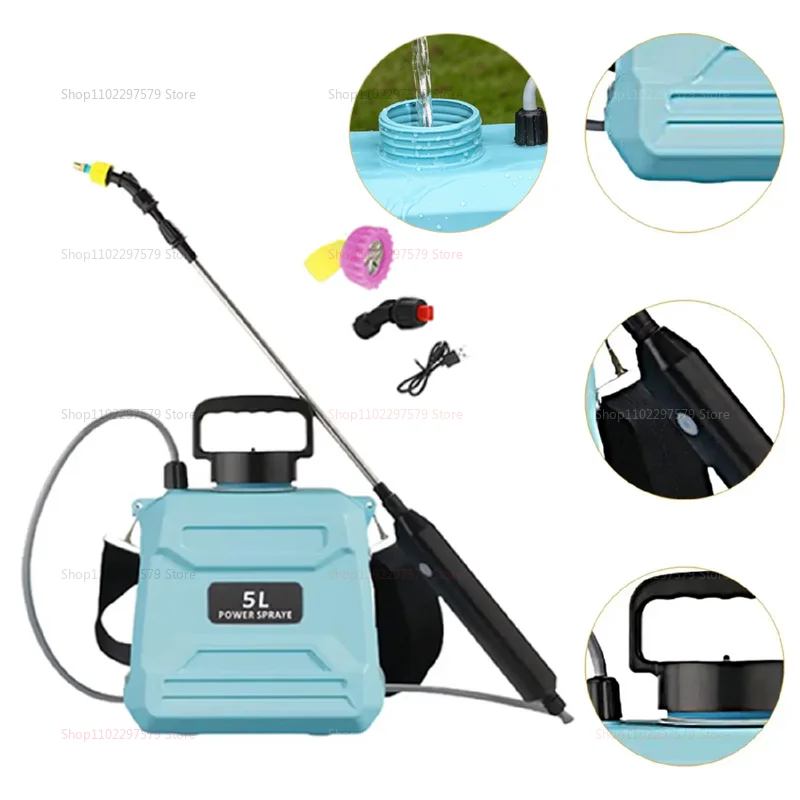 بخاخ حقيبة الظهر الكهربائية لمضخة المبيدات لتطهير الحدائق الزراعية ذات الضغط العالي بخاخ كيميائي متين باللون الأزرق والأخضر #4