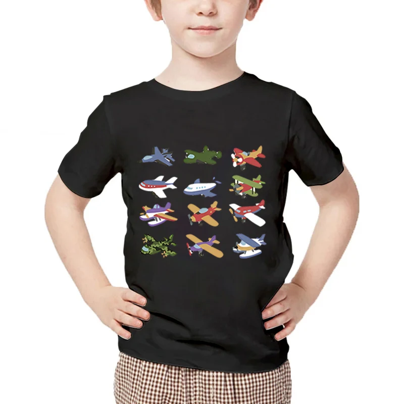 

Harajuku Airplanes Graphics Boys T Shirts 2024 Cartoon Aircraft Children's T-shirts Fashion Trend Plane Kids Short Sleeve Tshirt