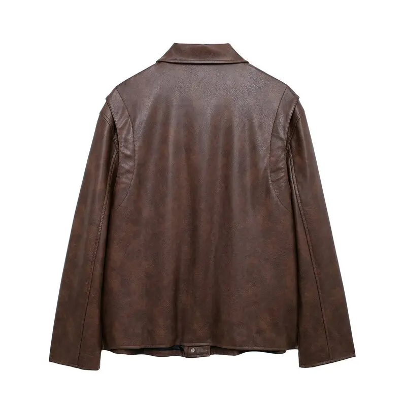 Autunno 2024 Donna Lungo Sve Pelle Jaet irt Capispalla Versatile Cosite Design Casual Pendolarismo Sle Loose Fit