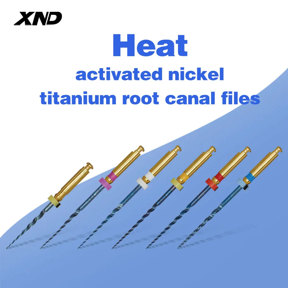 XND Dental Root Canal Files 6pcs/Pack Use Rotary Heat Activated Nickel-Titanium Endodontic Files Rotating File 16：1 Machine Use