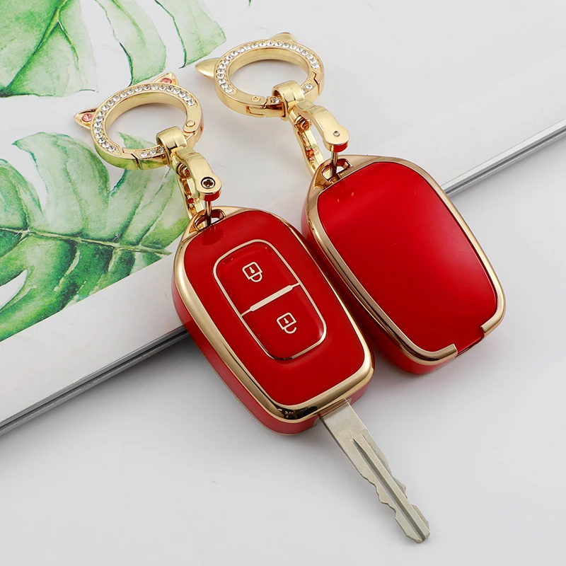 LLavero de carcasa de 2 botones para Renault, Kwid, símbolo de tráfico, Dacia, Sandero, Logan, Duster 2016, 2017, 2018, funda de TPU para llave de