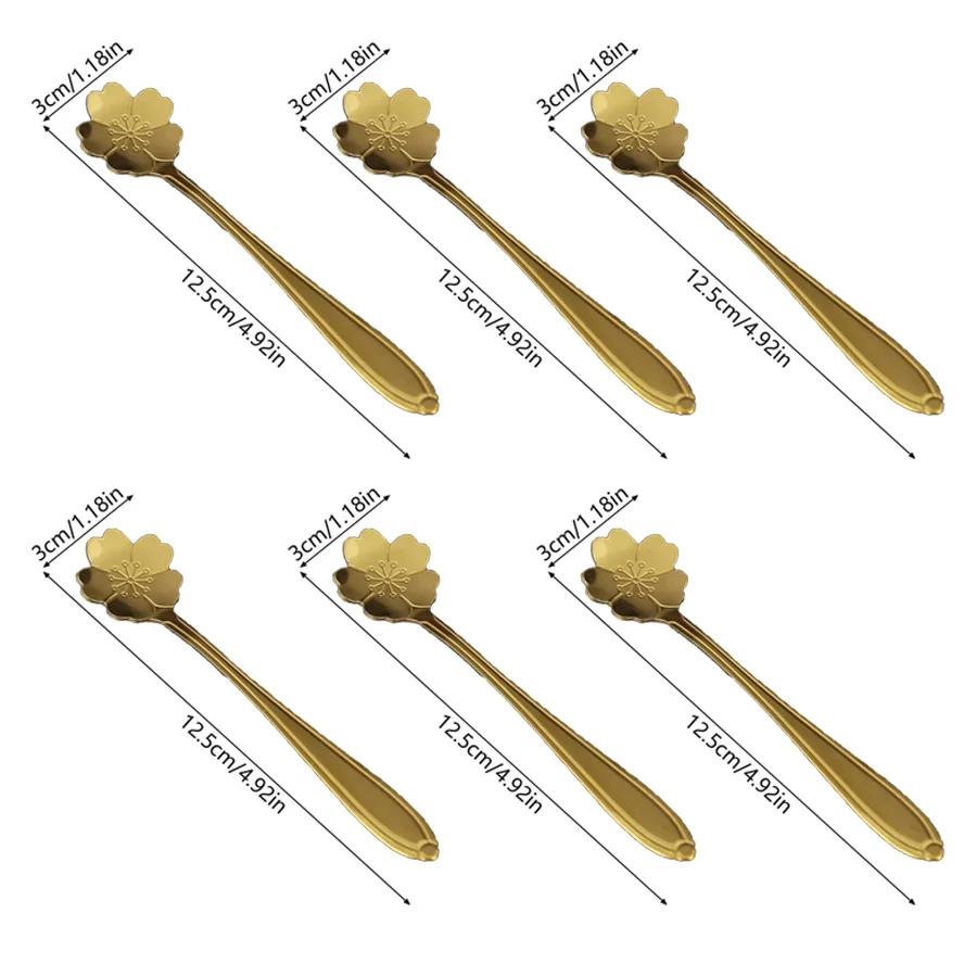 6 pieces of flower design spoon combination set, coffee spoon, dessert fruit spoon, festival table spoon.