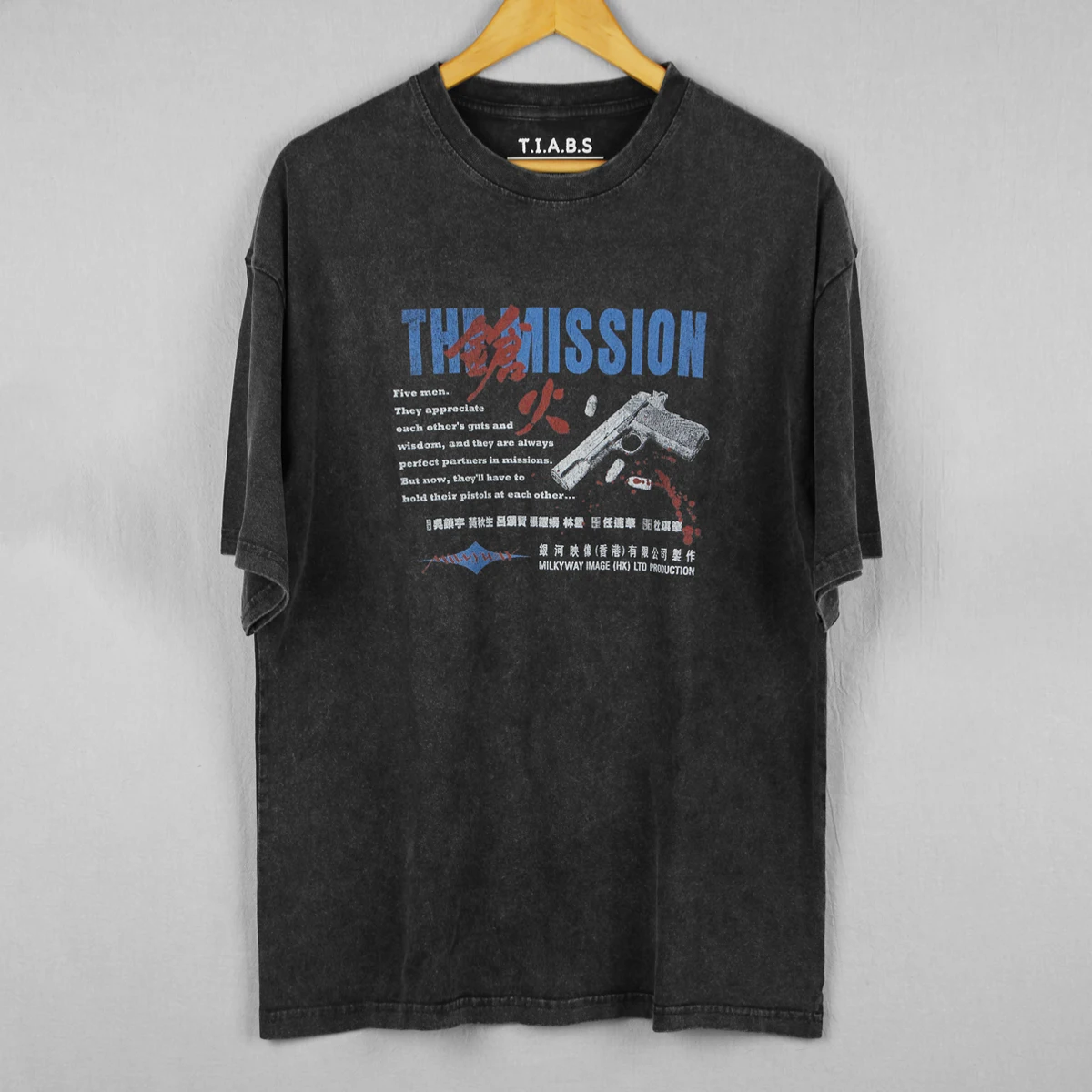 The Mission T-Shirt HK Movie Johnnie To A Better Tomorrow Retro Washed Loose Drop Shoulder Cotton Clothing Tee Shirt