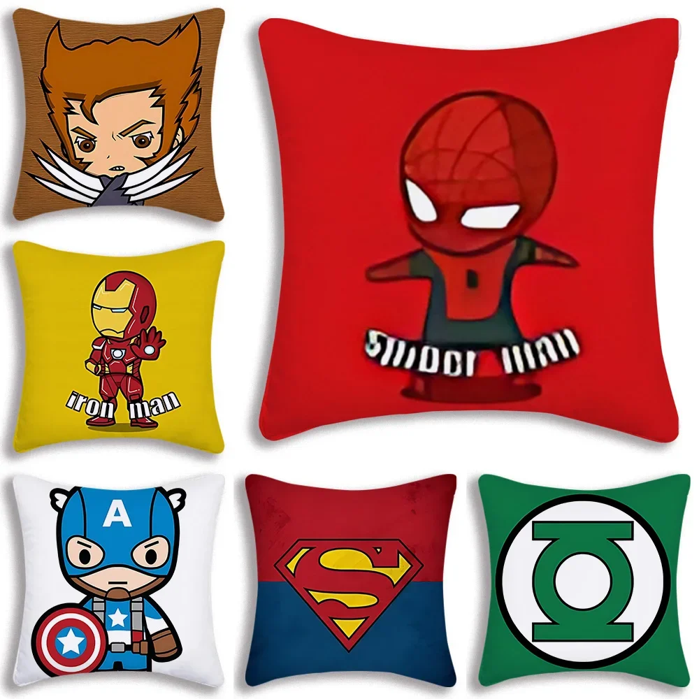 M-Marvel Superheros Spidermans Pillow Covers Cartoon Sofa Decorative Home Double-sided Printing Short Plush Cute Cushion Cover