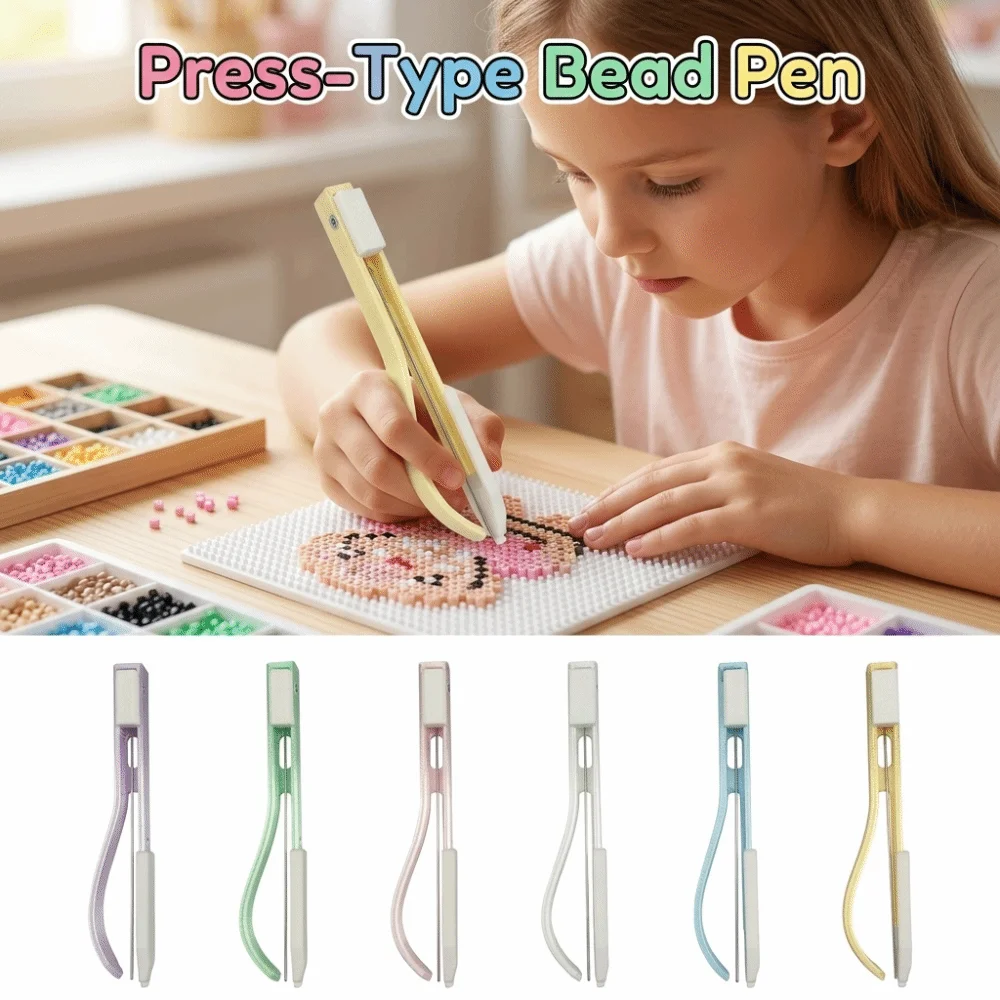 2in1 Press-Type Fuse Bead Pen Efficient Jam-Free Storable Bead Pen Time-Saving Comfortable Grip Perler Bead Placement Pen