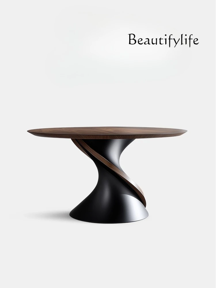 

minimalist all solid wood dining table high-end living room household round table creative dining room round dining table