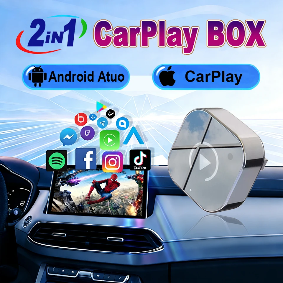 

XFY 2in1 Wireless CarPlay Adapter Android Auto AI Smart Box Car Intelligent Systems For VW Toyota Nissan Honda Ford Benz 2026