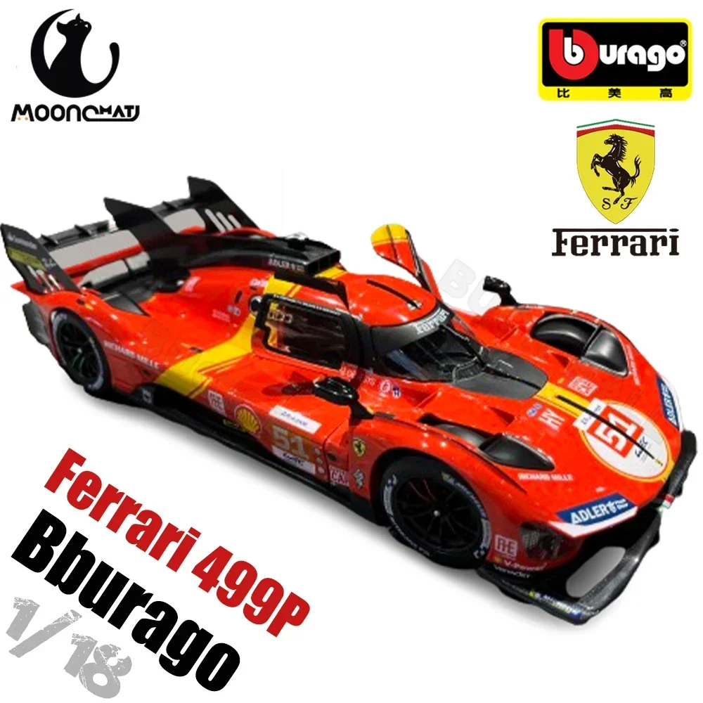 Bburago 1:18 Ferrari 499p # 51 modelo Ferrari modelo coche pintura para hornear pintura electrostática modelo FERRARI colección juguete para regalo