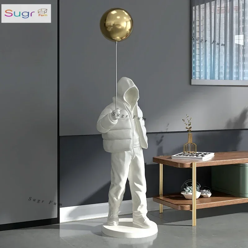 

Nordic Style Originality Balloon Boy Floor Figure Statue Home Decoration Large Landing Living Room Decor Sculpture Figurine