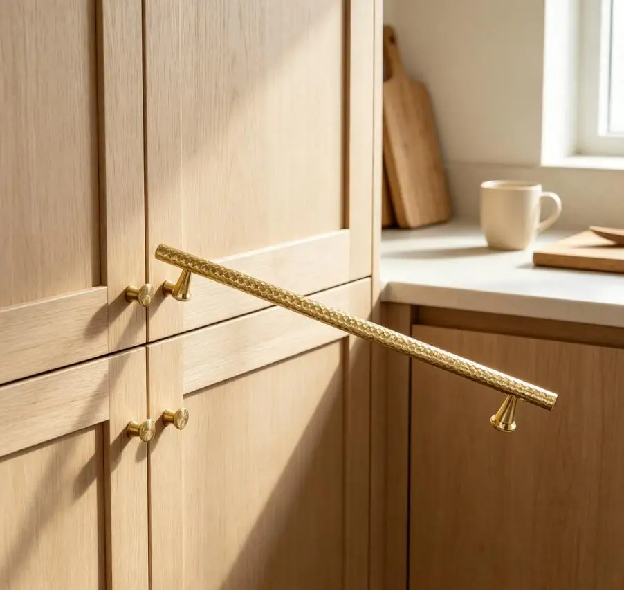 Zinc Alloy Cabinet Knob with Hammered Visual Layering for Drawer Wardrobe Cupboard Door Gold Finish 30x30x31mm