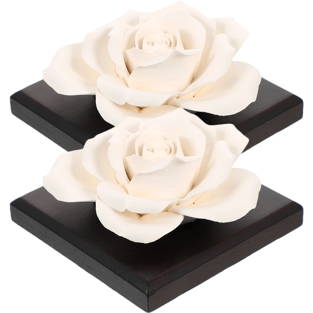 

2Pcs Ceramic Rose Shaped Aroma Diffuser Long Lasting Use Practical Decor for Room Car Cordless Diffuser for Essential Oils