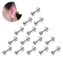 15Pcs 16G Stainless Steel Lip Rings For Women Men,Labret Nose Studs Piercing 6/8/10/12mm Cartilage Tragus Helix Earring