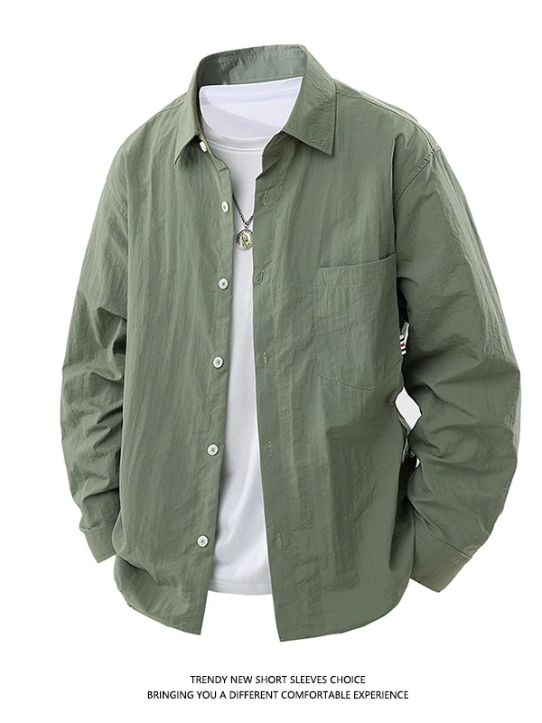 

Новая летняя мужская рубашка в американском стиле: легкая, дышащая, свободная, повседневная, с длинным рукавом и воротником, для работы