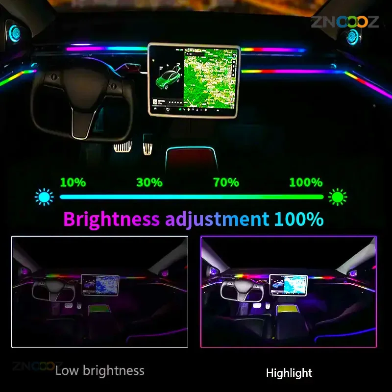 22 in 1 Car Atmosphere light 213 RGB Color acrilico LED light strip Footwell lamp Horn light sound car Interior ambient lighting