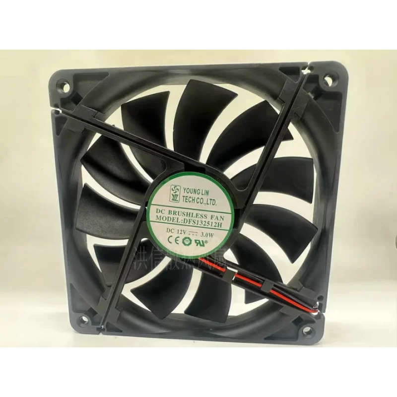 

HJY 1PCS YOUNGLIN DFS132512H DC12V 3.0W 13.5CM 2-wire chassis cooling fan 135*25MM