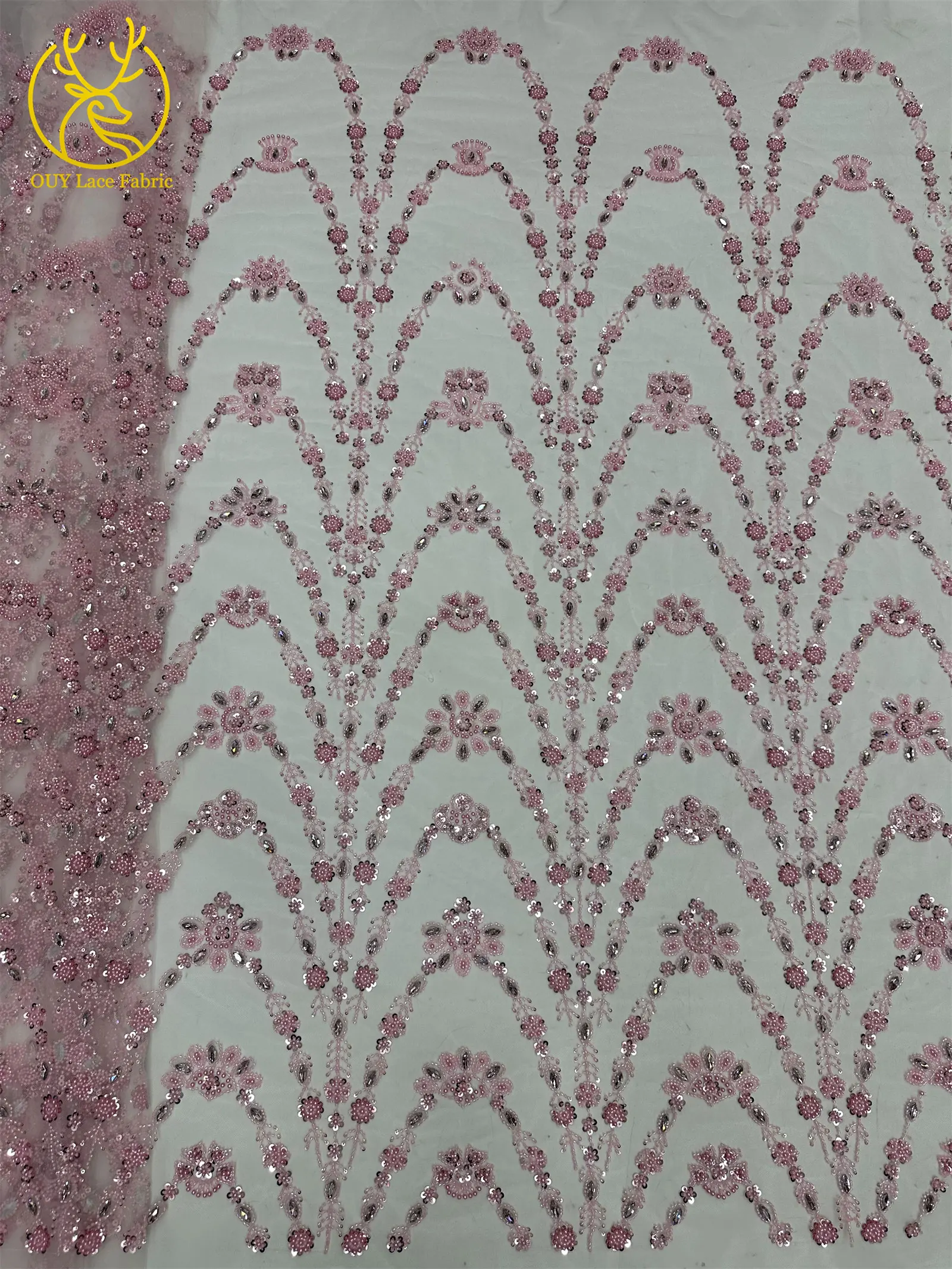 Neueste Afrikanische Luxus-Steinspitze 2026, 5 Yards Hochwertiger Französischer Perlen-Pailletten-Spitzenstoff für Nigerianische Hochzeitskleider – Detail 21