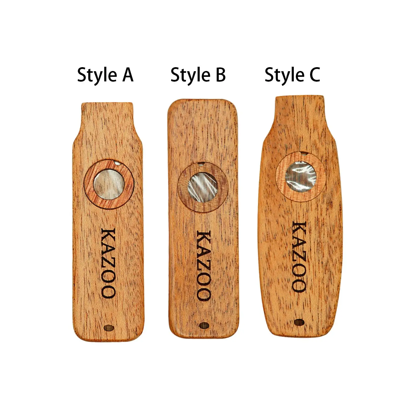 Wooden Kazoo Easy to Learn Lightweight Portable Decorative Musical Instrument for Camping Gift Birthday Picnic Party Supplies