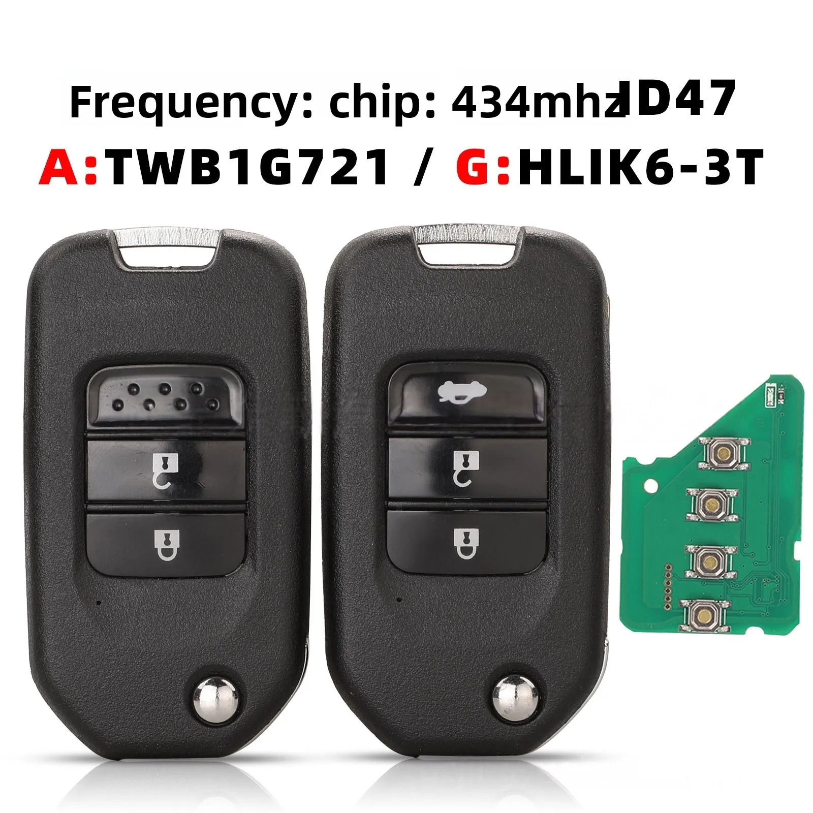 

Suitable for Honda A/G 2/3 key car folding key 433 frequency 47 chip HLIK6-3T/TWB1G721