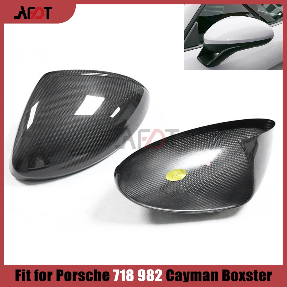 

Real Carbon Fiber Car Rear View Mirror Cover Caps Exterior Accessories for Porsche 718 982 Cayman Boxster