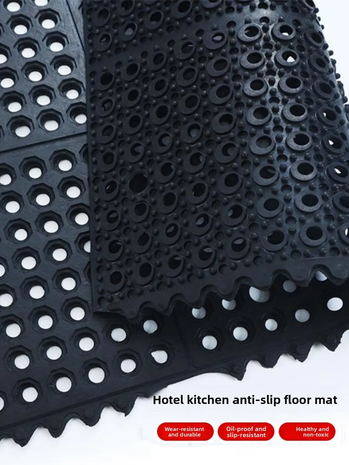 

Thiened Rubber Kitchen Mat Anti-Slip Oil Resistant Restaurant Dining l Commercial ade Mosaic Floor Rug Water Drainage