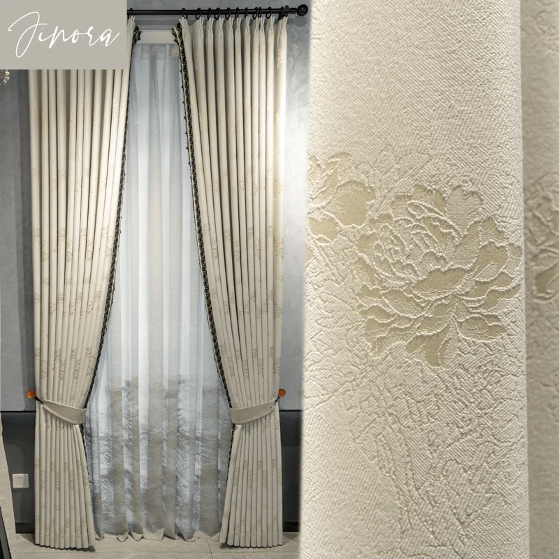 

Light Luxury Modern Chinese Style Curtains for Living Room Bedroom High-end Chenille Thickened Blackout Curtain Customized