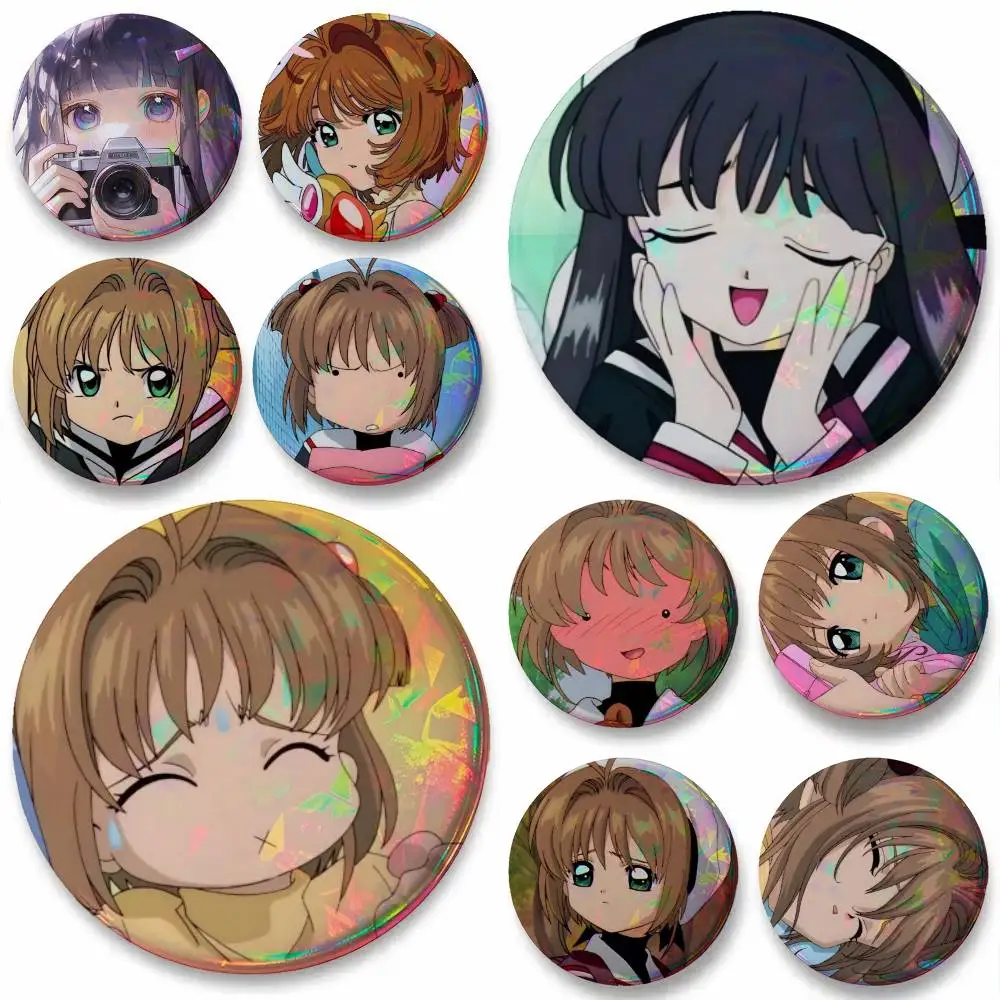 Cute Anime Cardcaptor Sakura   Badge Tinplate Meme Round Brooch for Hat Bag Creative Lapel Jewelry Accessories Gifts