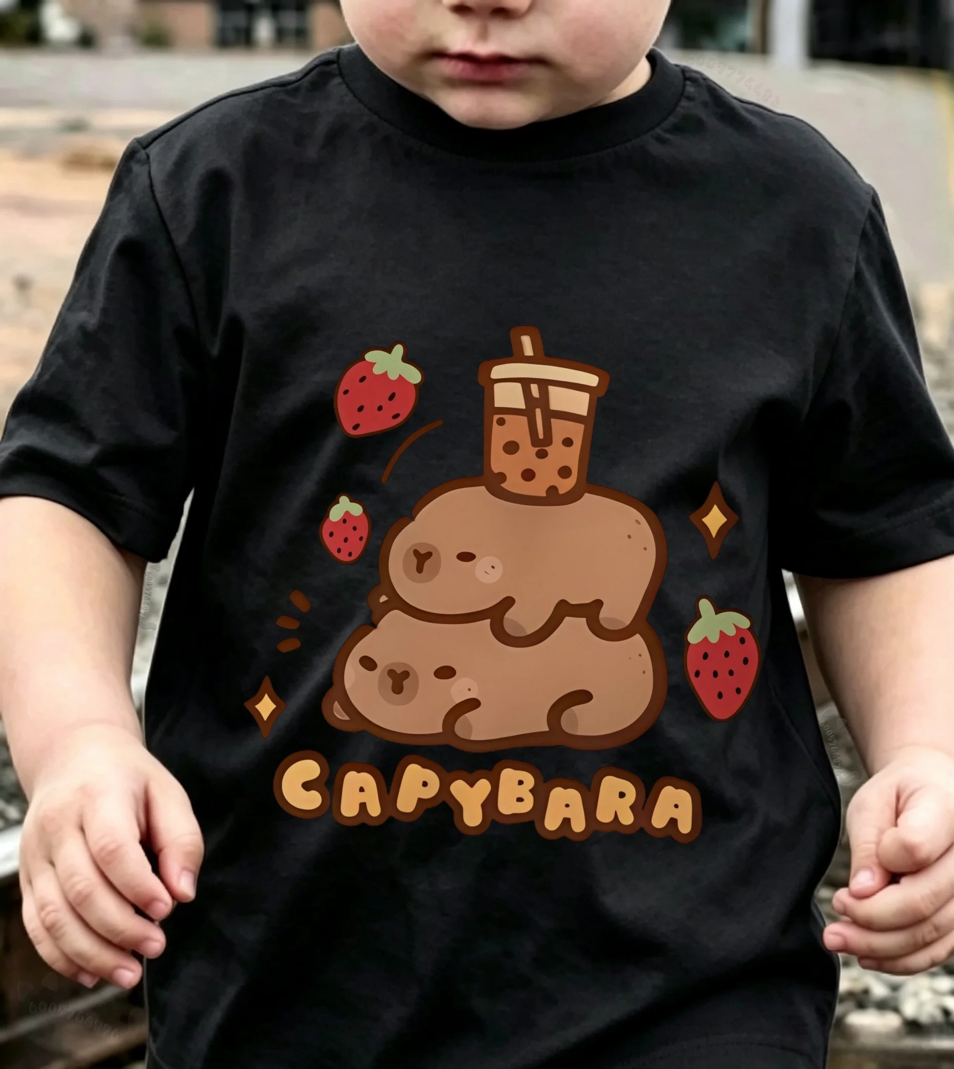 The latest children's 100% cotton T-shirt with cute dolphin pattern short-sleeved comfortable and skin-friendly top
