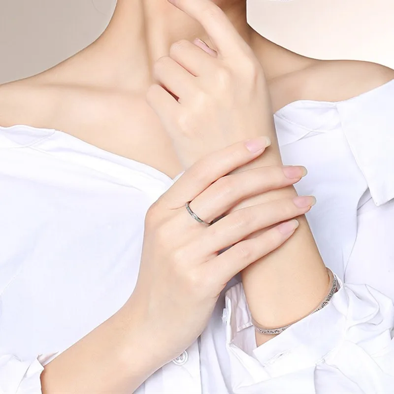Women's Thin Stackable Stainless Steel Wedding Band Ring